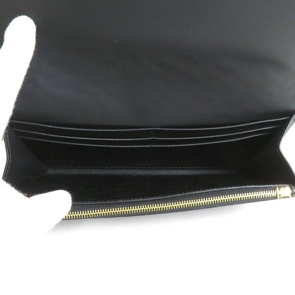 Auth BURBERRY Long Wallet Black Leather/Goldton - Picture 3 of 8